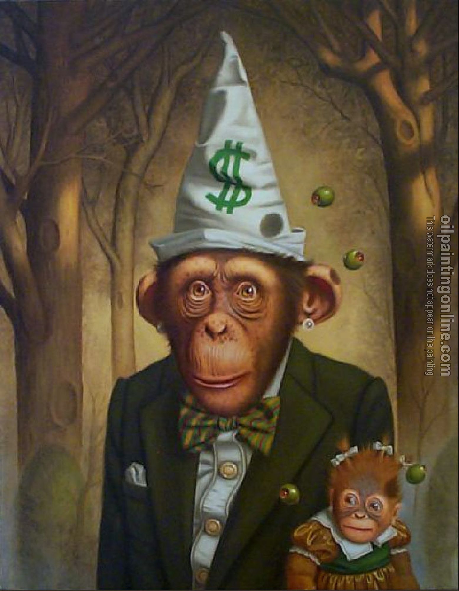 Oil Painting Reproduction - Dressing monkey